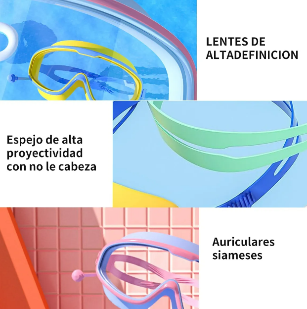 Foto 4 pulgar | Kit Premium De Natación Xtellar Para Niños: Gorros Y Gafas De Lujo - 4 Piezas