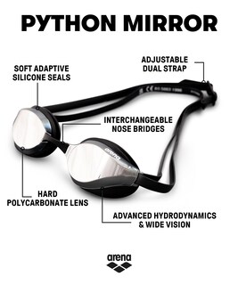 Foto 2 | Gafas De Natación Arena Python Racing Con Protección Uv Y Antivaho - Venta Internacional.