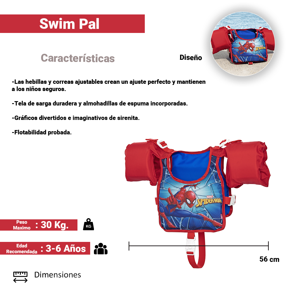 Foto 3 pulgar | Chaleco Salvavidas Inflable Spiderman para Niños de 3 a 6 años