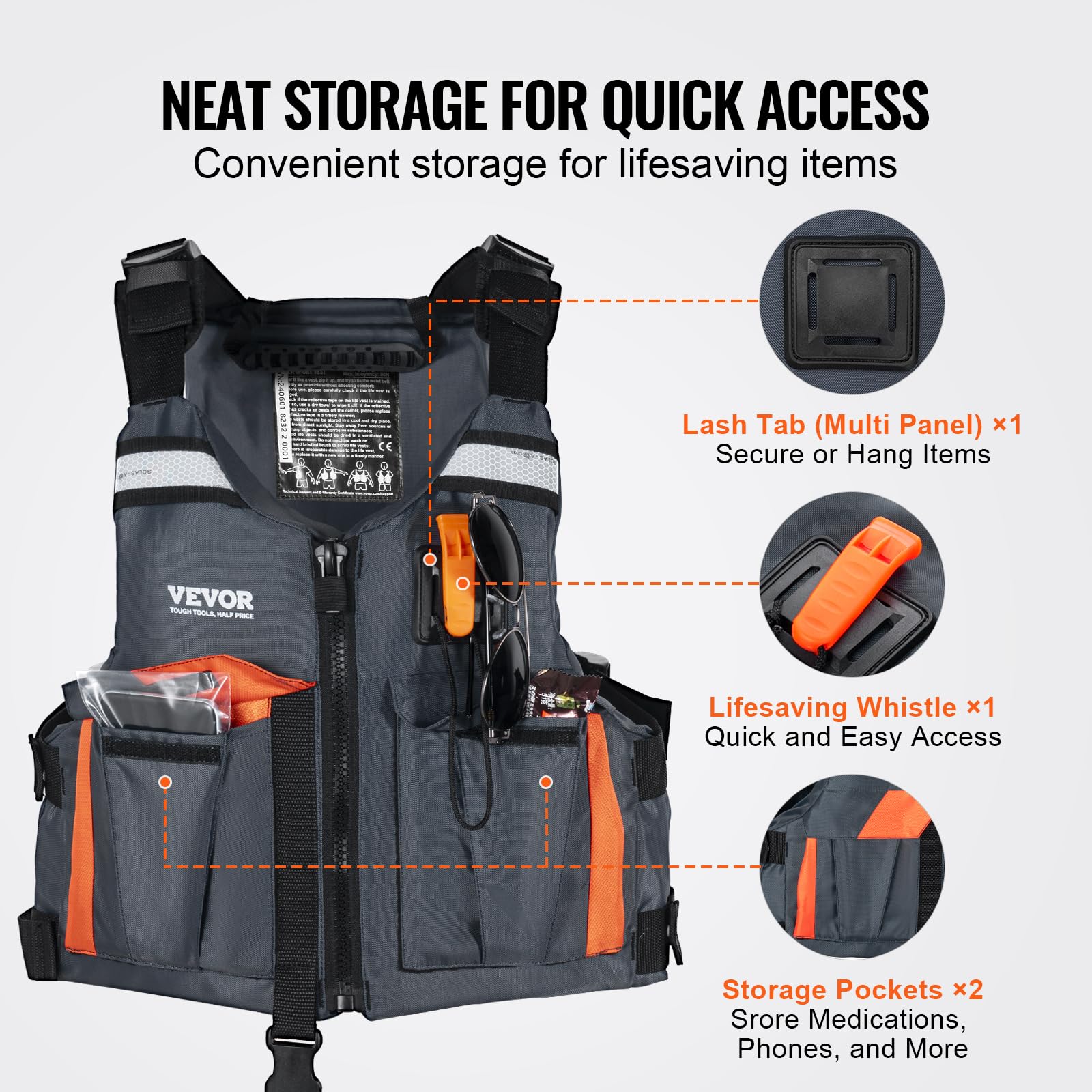 Foto 6 | Chaleco Salvavidas Vevor Para Deportes Acuáticos (pfd), Impermeable, Nailon 96n, Flotabilidad - Venta Internacional.