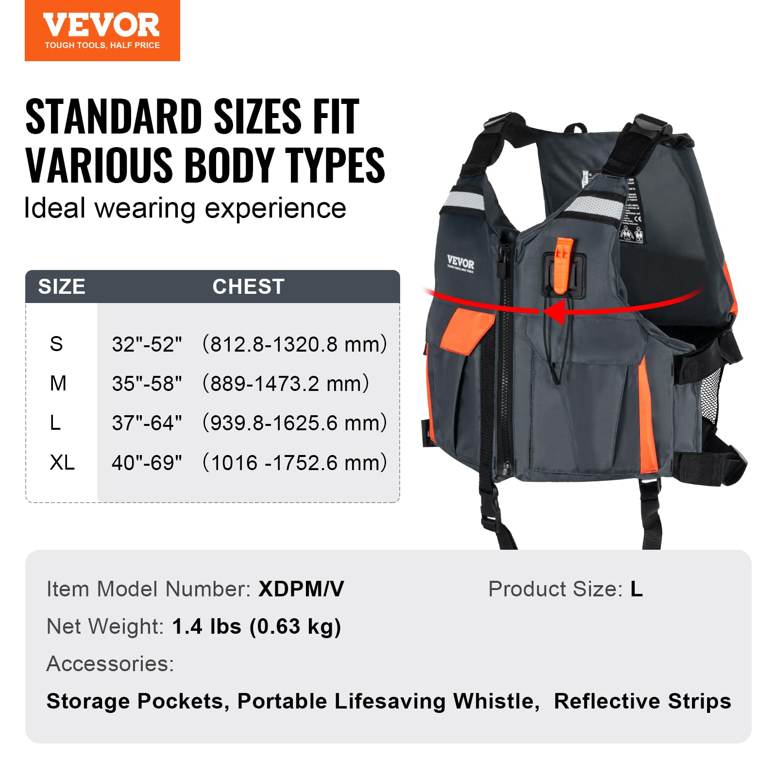 Foto 8 pulgar | Chaleco Salvavidas Vevor Para Deportes Acuáticos (pfd), Impermeable, Nailon 96n, Flotabilidad - Venta Internacional.