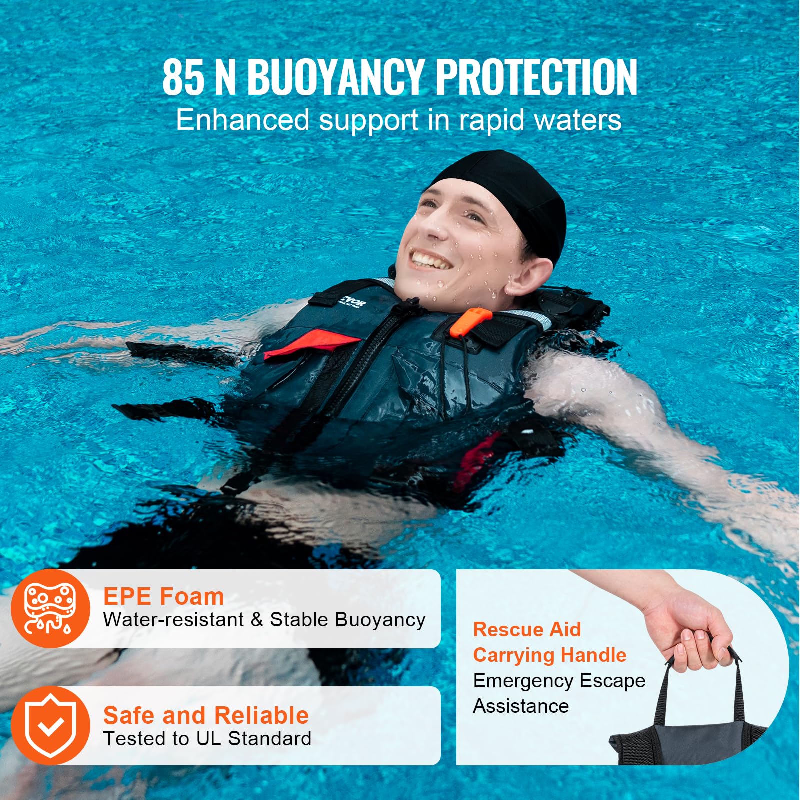 Foto 4 | Chaleco Salvavidas Vevor, Impermeable, Nailon 85n, Flotabilidad - Venta Internacional.