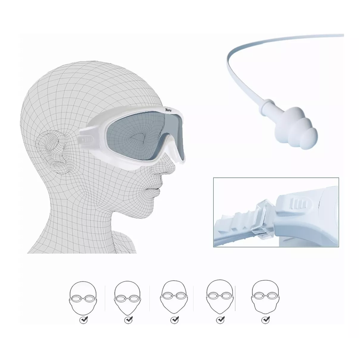 Foto 5 pulgar | Gafas y Gorra a Prueba de Fugas Eo Safe Imports Esi-7428 color Blanco