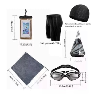 Foto 2 | Gafas De Natación Goggles+ Trajes De Baño Hombre, Kit 9 En 1 Eo Safe Imports Esi-14079 Negro
