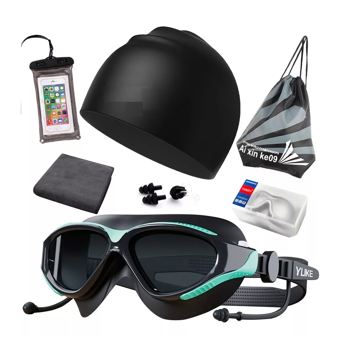 Foto 2 pulgar | Kit Goggles Natacion 8piezas  Eo Safe Imports Esi-14078  Verde Oscuro
