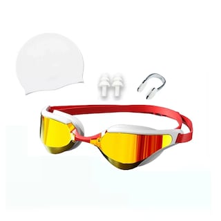 Foto 1 | Kit De Gafas Natación Gorro Tapones Clip Protección Uv Eo Safe Imports Esi-14080 Rojo