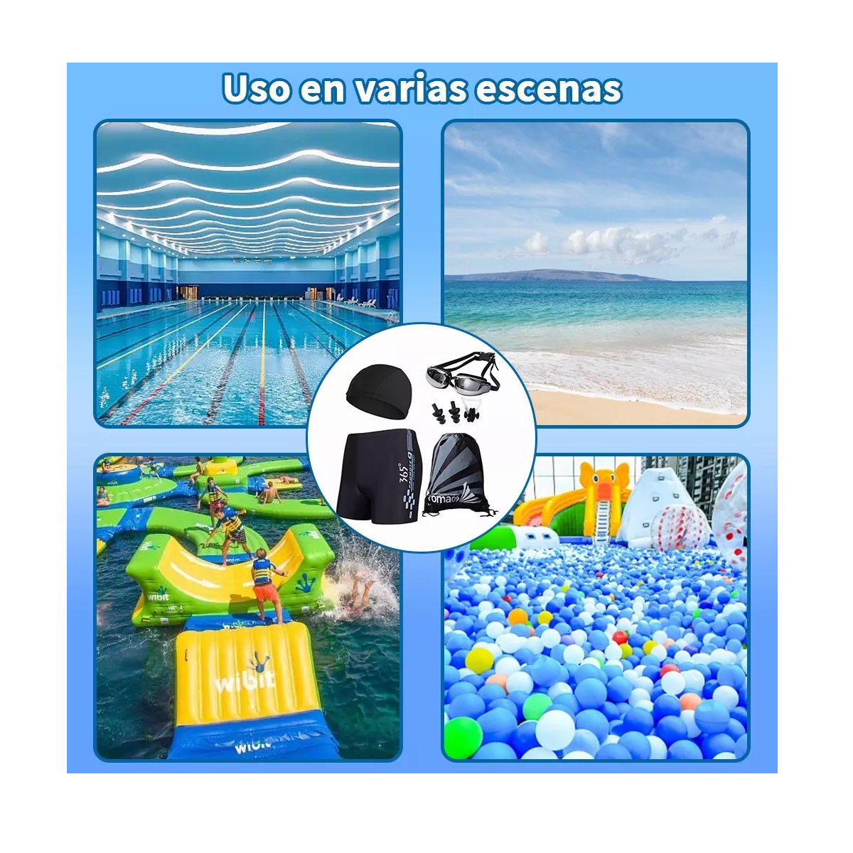 Foto 4 pulgar | 5en1 Kit Natación Hombre Portátil Transpirable Secado Rápido Talla Xl Eo Safe Imports Esi-14084 Multicolor