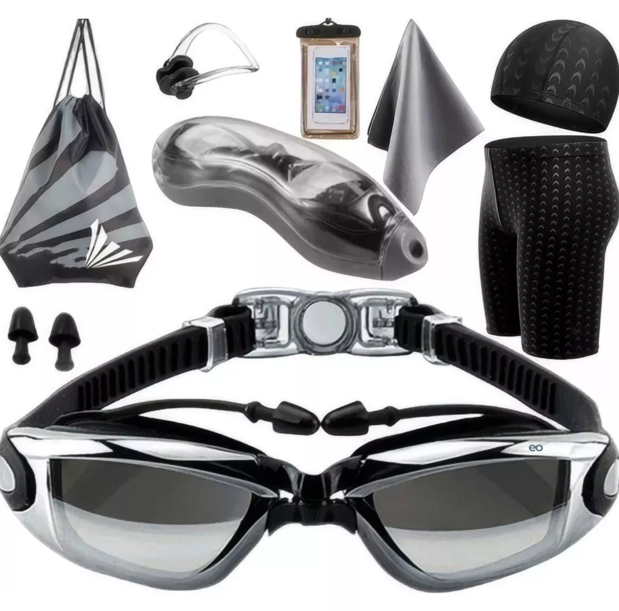 Foto 2 pulgar | Gafas De Natación Goggles+ Trajes De Baño Hombre, Kit 9 En 1 Eo Safe Importsesi-14079-1 Negro