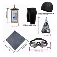Foto 3 pulgar | Gafas De Natación Goggles+ Trajes De Baño Hombre, Kit 9 En 1 Eo Safe Importsesi-14079-1 Negro