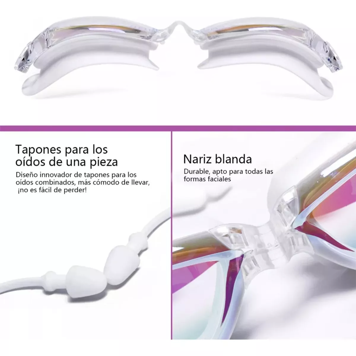Foto 4 pulgar | Set Natación, Gogles+gorra+clip Nariz+tapones+bolsa Eo Safe Imports Esi-14073-1 Blanco