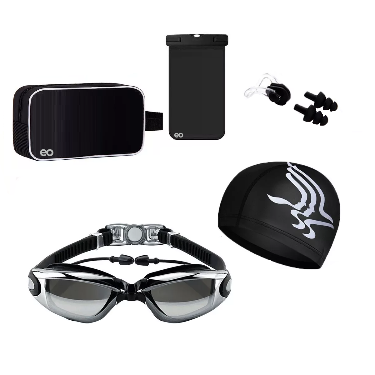 Foto 2 pulgar | Kit de Gafas de Natación Recubrimiento Eo Safe Imports Esi-7421-1 Negro 6 piezas