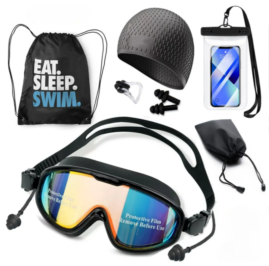 Xtellar Kit Profesional De Natación: Gafas Anti-uv Y Gorro De Silicona 7-en-1 $619