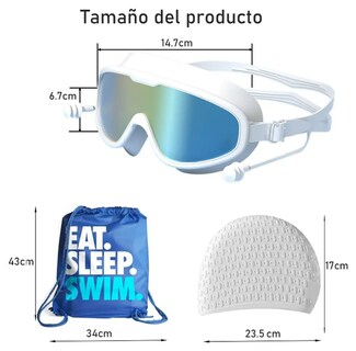 Foto 3 | Xtellar Kit Profesional De Natación: Gafas Anti-uv Y Gorro De Silicona 7-en-1