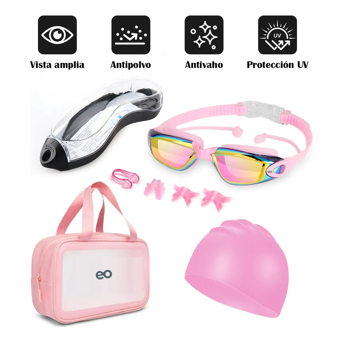 Foto 3 pulgar | Kit De Lentes De Natación 5 En 1, Protección Uv, Antivaho Eo Safe Imports Esi-20006 Rosa