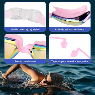 Foto 4 | Kit De Lentes De Natación 5 En 1, Protección Uv, Antivaho Eo Safe Imports Esi-20006 Rosa