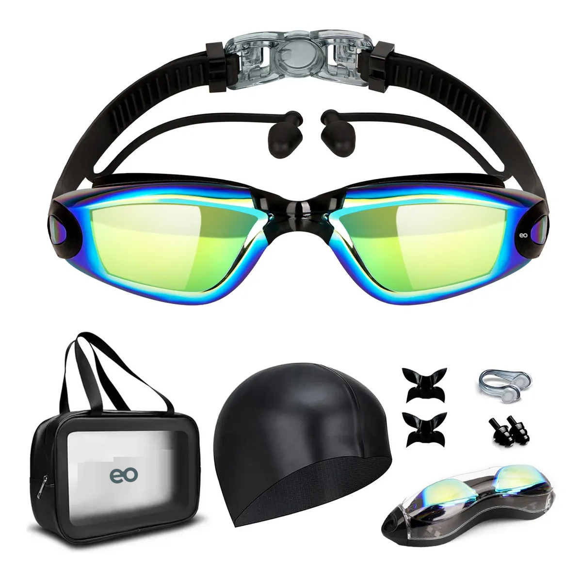 Foto 1 | Kit De Lentes De Natación 5 En 1, Protección Uv, Antivaho Eo Safe Imports Esi-20005 Negro
