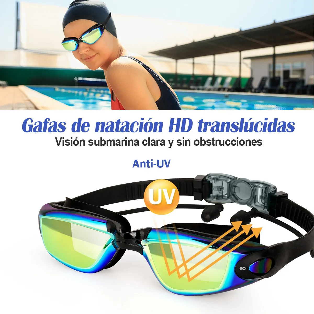 Foto 3 | Kit De Lentes De Natación 5 En 1, Protección Uv, Antivaho Eo Safe Imports Esi-20005 Negro
