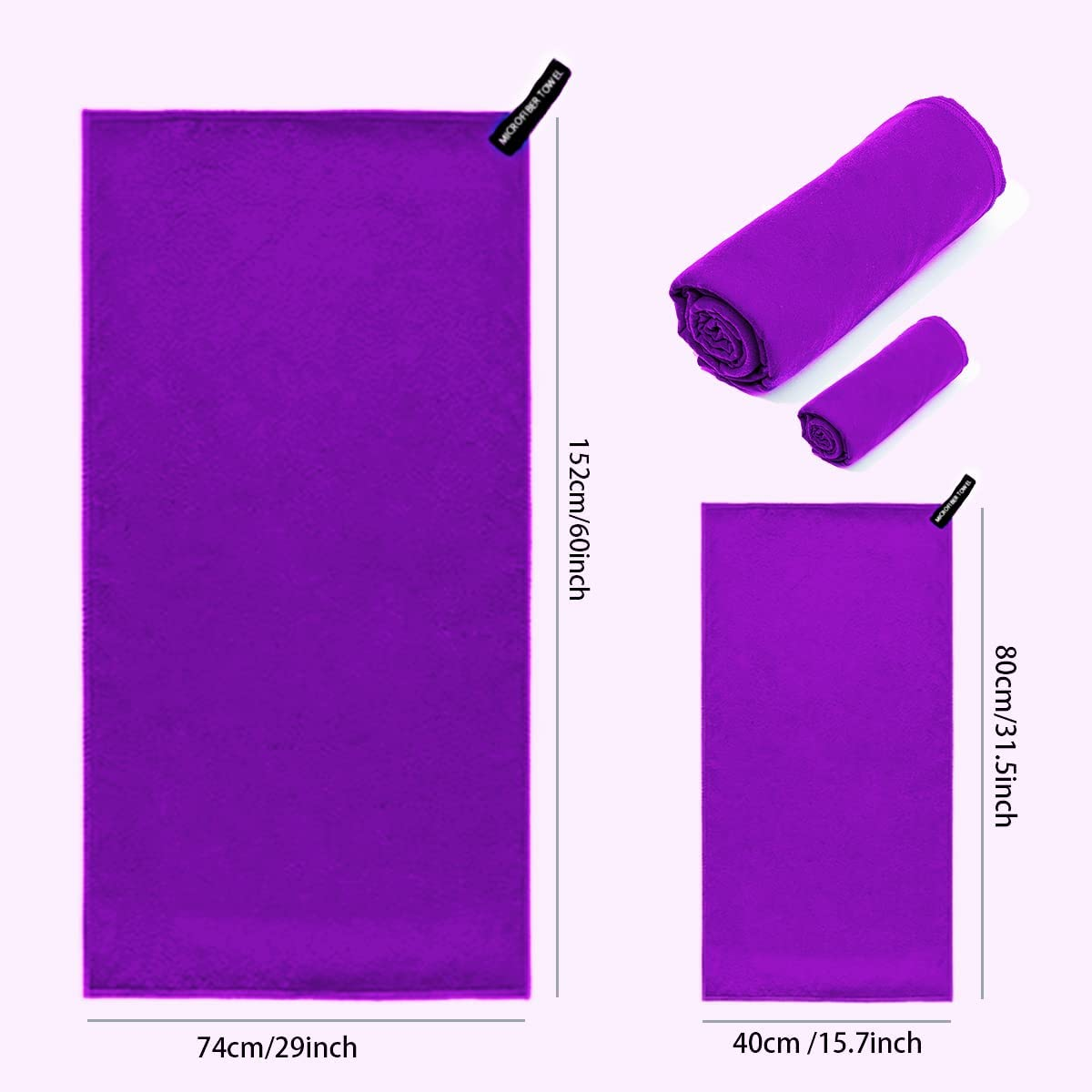 Foto 4 pulgar | Toalla de Microfibra BELUG color Púrpura Secado Rápido Toalla Deportiva para Gym