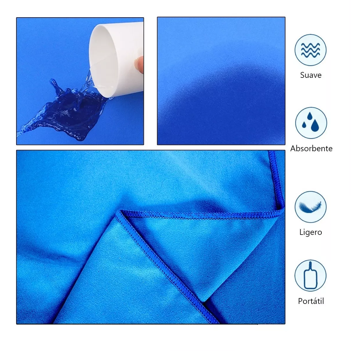 Foto 4 | Toalla de Microfibra BELUG color Azul Secado Rápido Deportiva para Gym