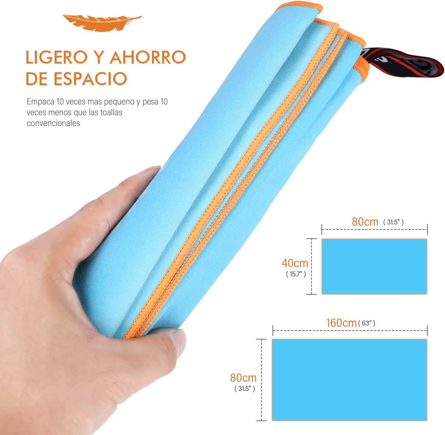 Foto 5 pulgar | Toalla Baño Belug Viaje De Microfibra De Secado Rápido Deportivo color Azul Liso