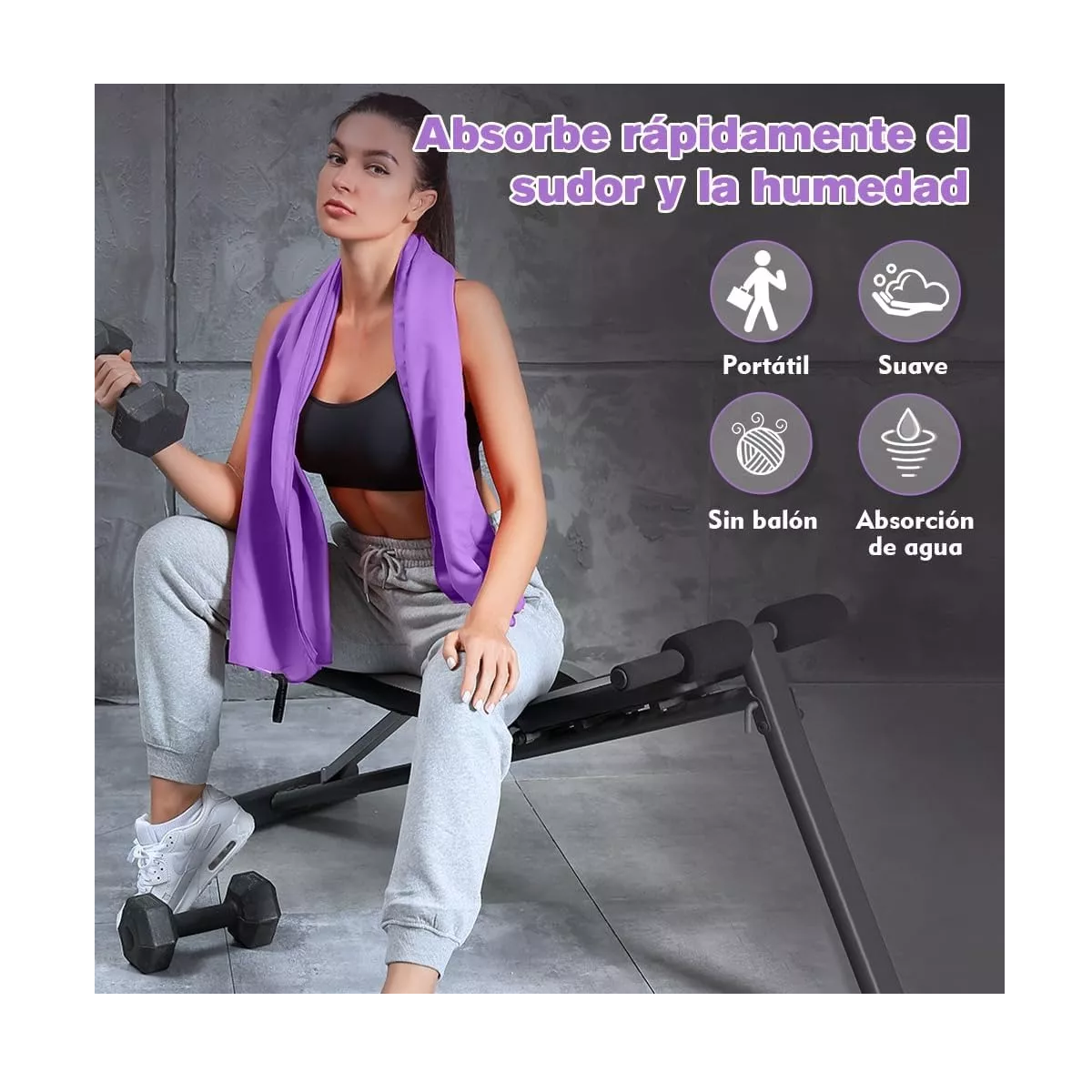 Foto 2 | Toalla de Microfibra Secado Rápido Set 3pz Eo Safe Imports Esi-8491 color Purpura