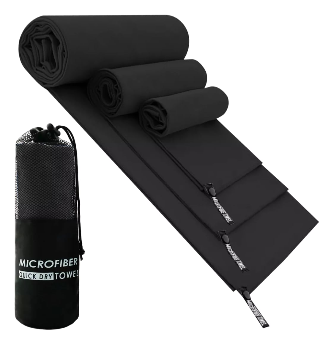 Toalla De Microfibra Secado Rápido Toalla Deportiva Gym 3 Pzs Negro $467