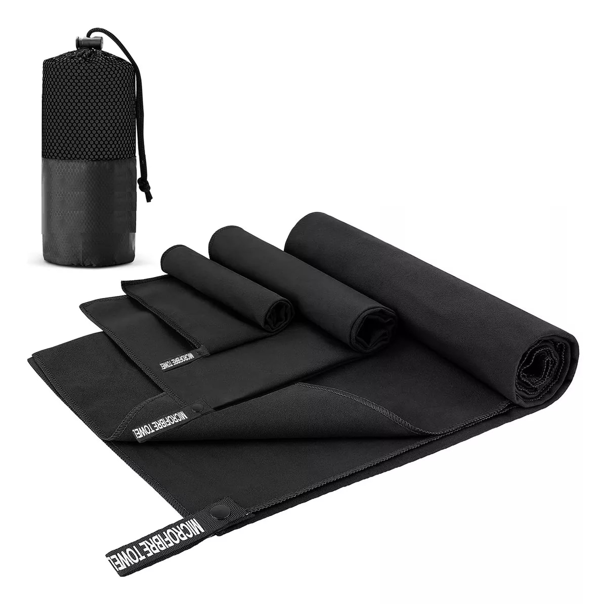 Toalla Microfibra Secado Rápido Baño Natación Gym Playa Deportiva  3pzs Eo Safe Imports Esi-17076  Negro $561
