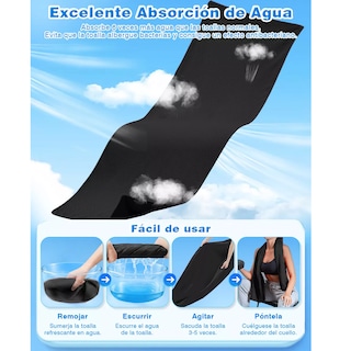 Foto 2 | Toalla Microfibra Secado Rápido Baño Natación Gym Playa Deportiva 3pzs Eo Safe Imports Esi-17076 Negro