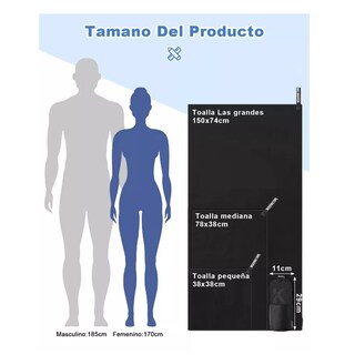 Foto 3 | Toalla Microfibra Secado Rápido Baño Natación Gym Playa Deportiva 3pzs Eo Safe Imports Esi-17076 Negro