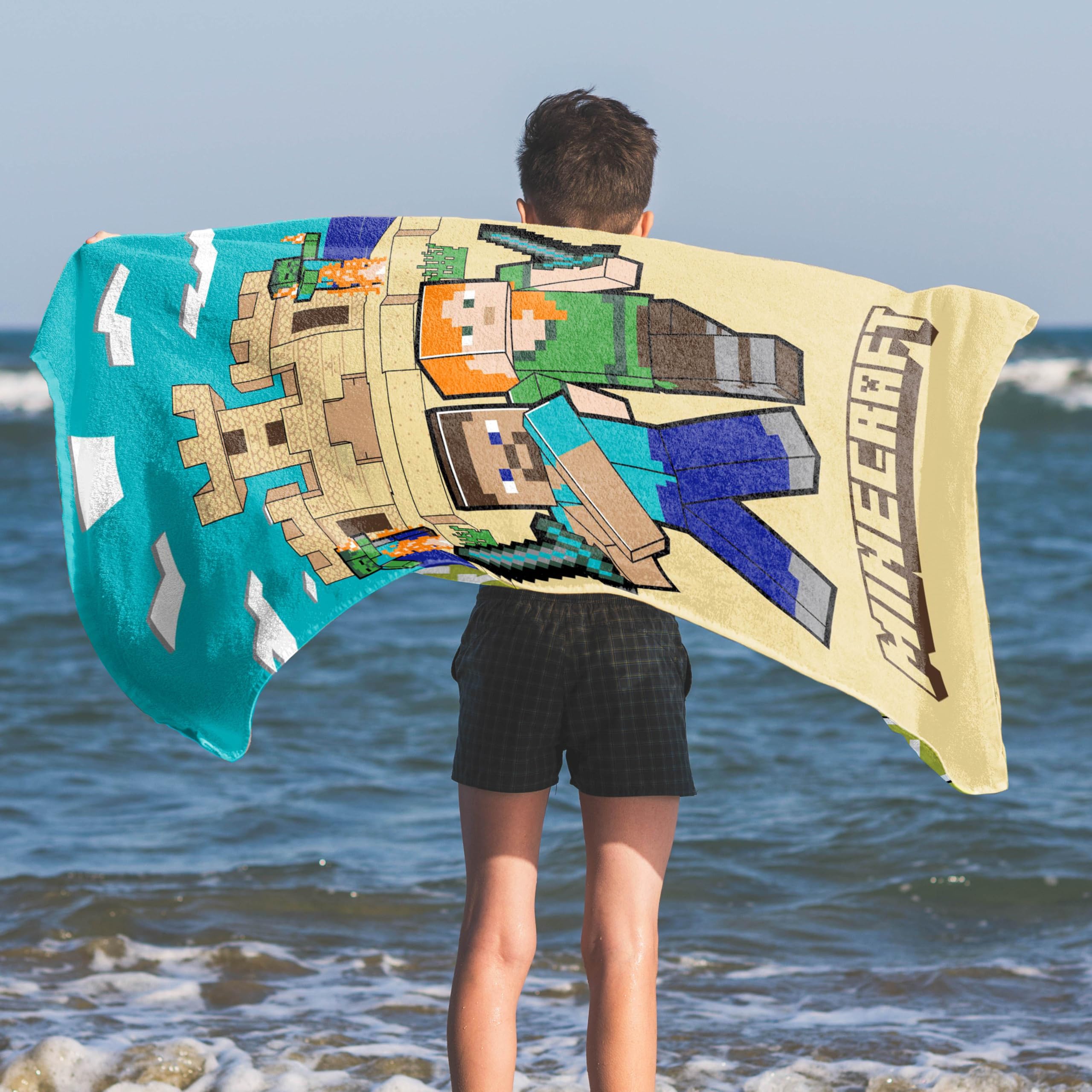 Foto 3 pulgar | Toalla De Playa Jay Franco Minecraft Alex Y Steve 70x145cm - Venta Internacional.