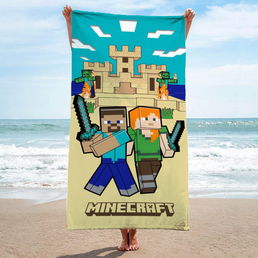 Foto 4 pulgar | Toalla De Playa Jay Franco Minecraft Alex Y Steve 70x145cm - Venta Internacional.