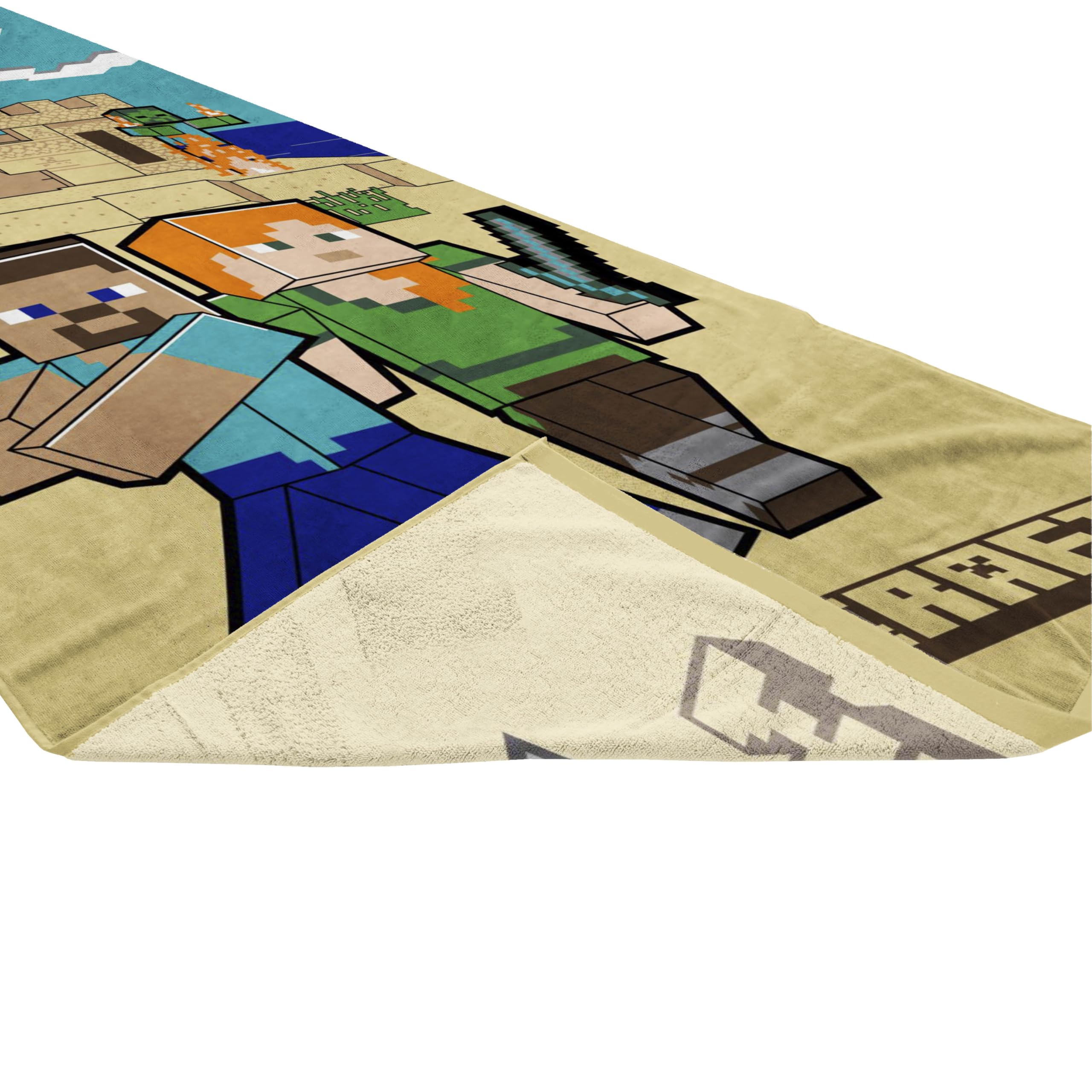 Foto 6 | Toalla De Playa Jay Franco Minecraft Alex Y Steve 70x145cm - Venta Internacional.