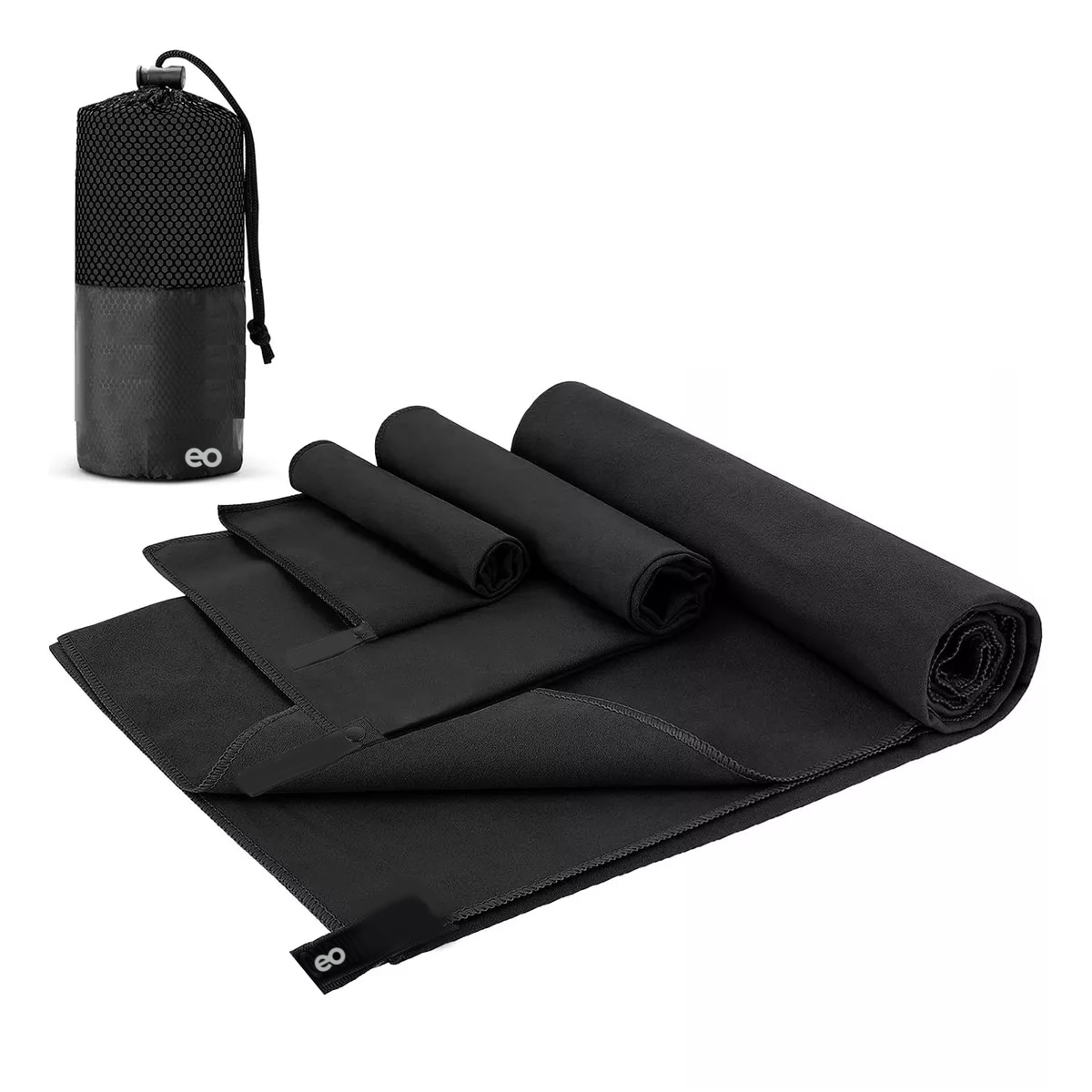 Toalla Microfibra Secado Rápido Baño Natación Gym Playa Deportiva 3pzs Eo Safe Imports Esi-17076-1 Negro $579