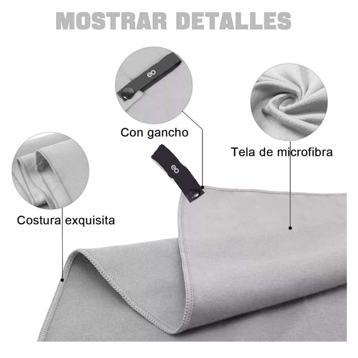 Foto 4 pulgar | Toalla Microfibra Secado Rápido 3 Piezas Eo Safe Imports Esi-7755-1 Gris