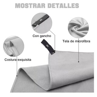 Foto 3 | Toalla Microfibra Secado Rápido 3 Piezas Eo Safe Imports Esi-7755-1 Gris