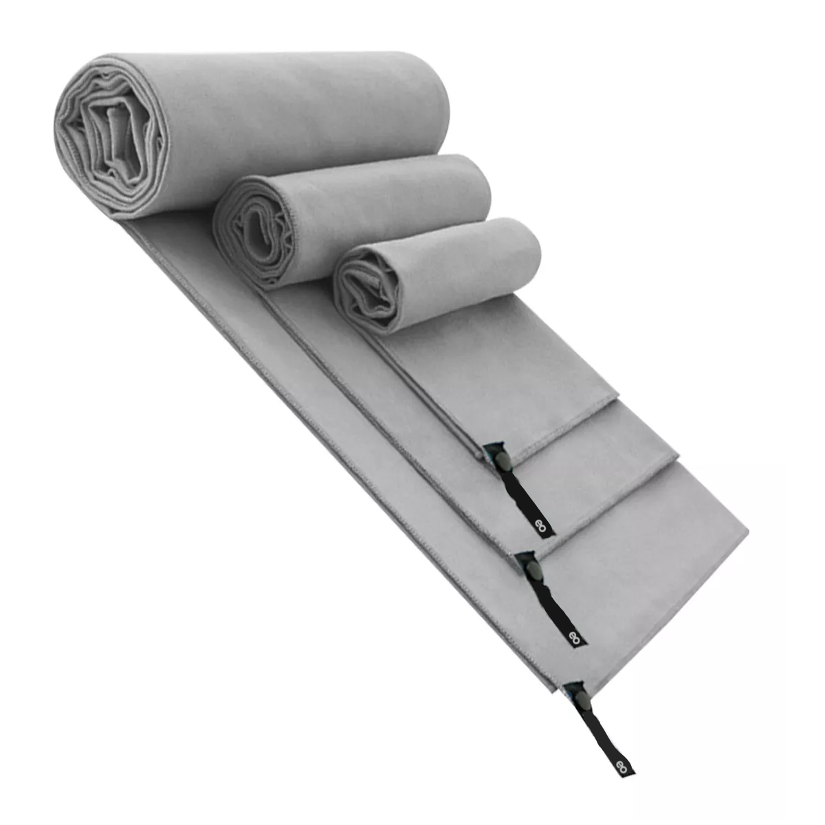 Foto 2 pulgar | Set 3pz Toalla De Microfibra Secado Rápido Toalla Deportiva Eo Safe Imports Esi-8482-1 Gris