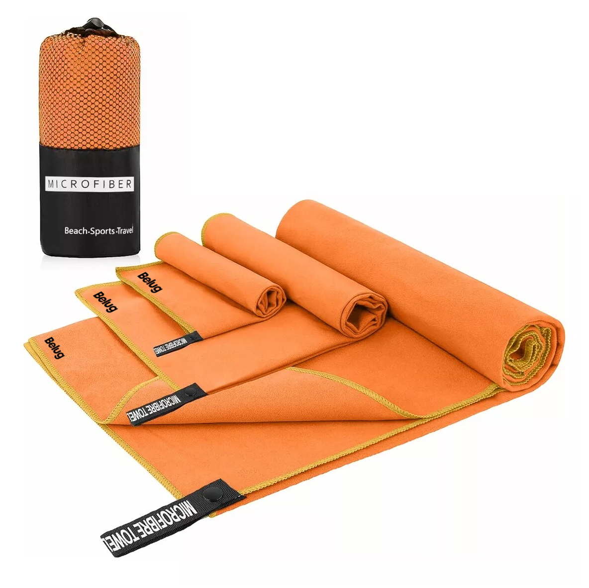 Foto 3 pulgar | Toalla De Baño O Viaje De Microfibra De Secado Rápido Belug  Lonk 3 Pcs Naranja
