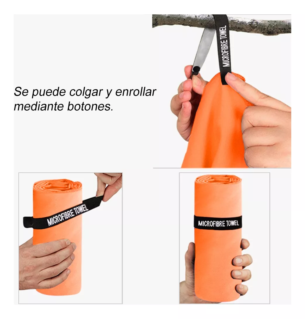 Foto 6 pulgar | Toalla De Baño O Viaje De Microfibra De Secado Rápido Belug  Lonk 3 Pcs Naranja
