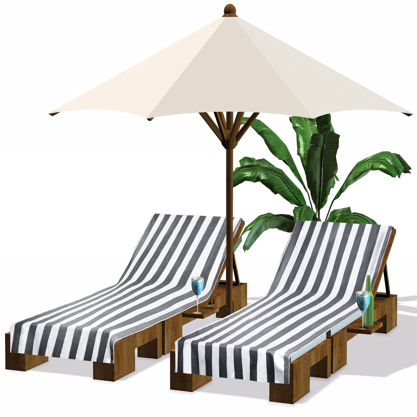 Foto 2 pulgar | Funda Para Sillón De Piscina Fumete, 2 Paquetes De Microfibra, 30 X 85 Cm, Gris - Venta Internacional.