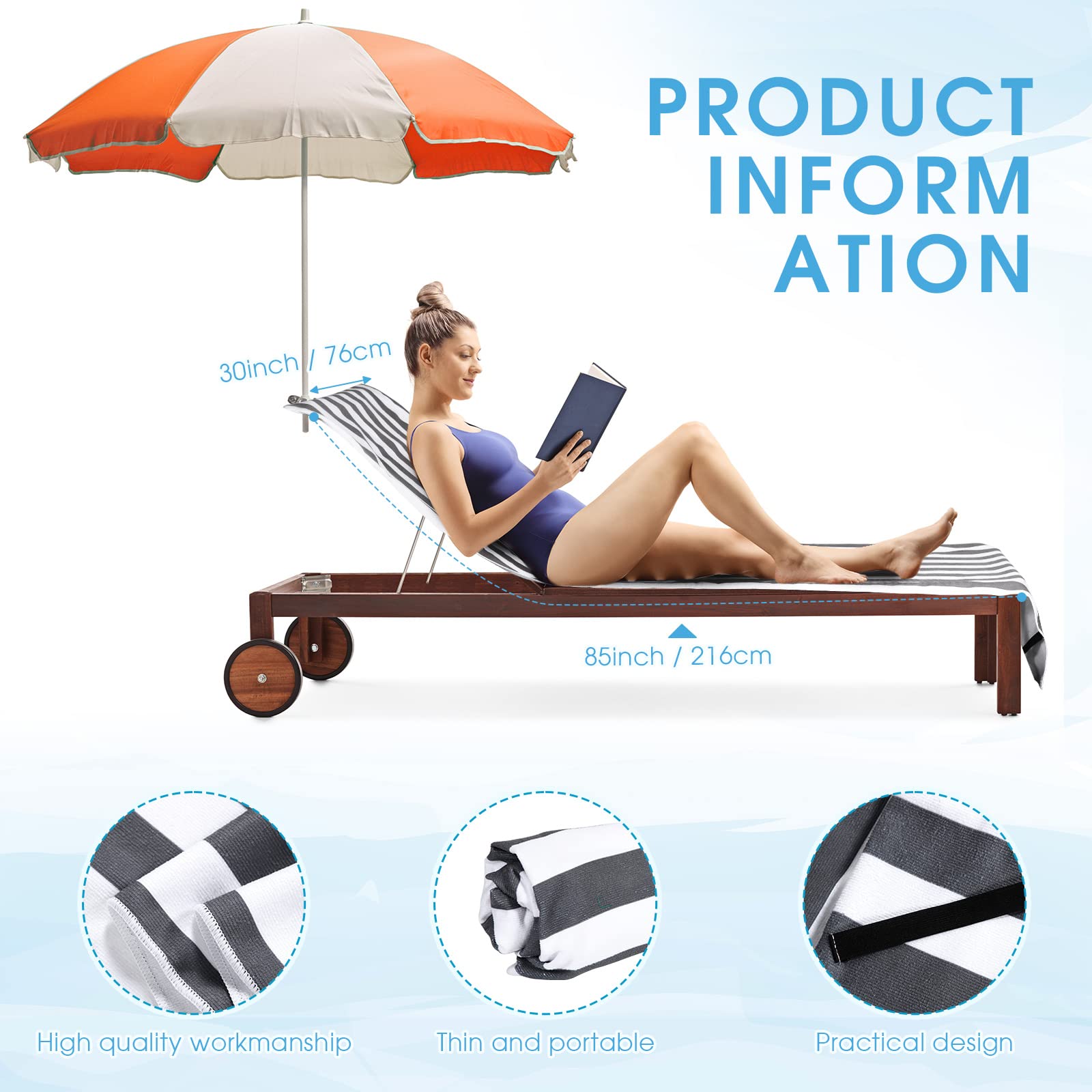 Foto 3 pulgar | Funda Para Sillón De Piscina Fumete, 2 Paquetes De Microfibra, 30 X 85 Cm, Gris - Venta Internacional.
