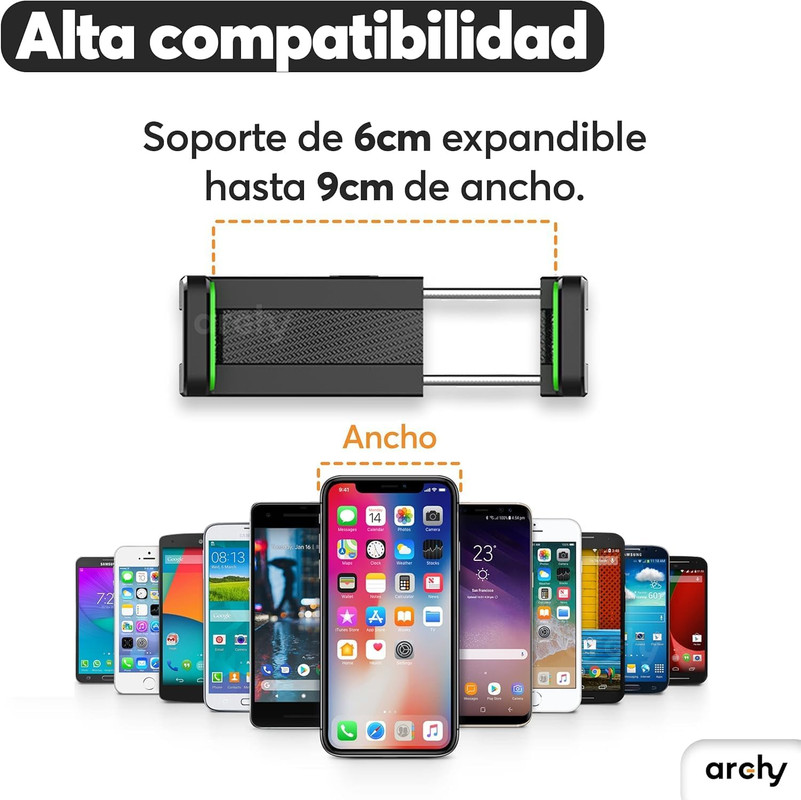 Foto 5 | Soporte Base Porta Celular Archy Auto 360 Grados Para Parasol Visera De Coche Volante Compatibilidad Universal