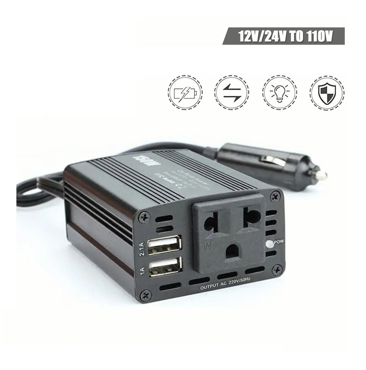 Foto 2 | Inversor De Alta Potencia Para Coche 150 W Doble USB Eo Safe Imports Esi-548 Negro