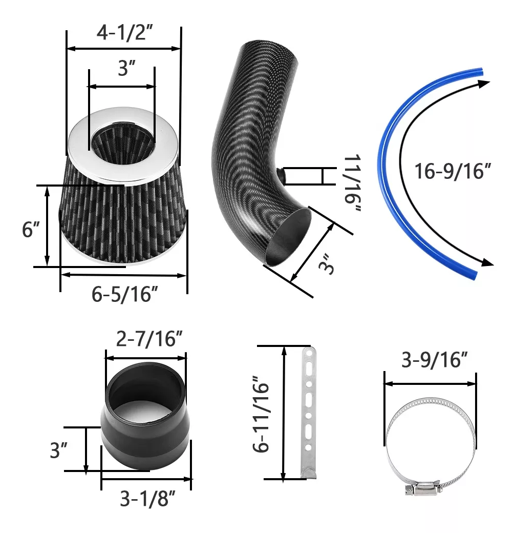 Foto 4 pulgar | Filtro Universal De Alto Flujo + Tubo De Entrada + Turbina Negro