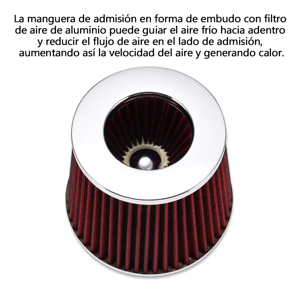 Foto 5 pulgar | Filtro Universal De Alto Flujo + Tubo De Entrada De Aire Frío Rojo