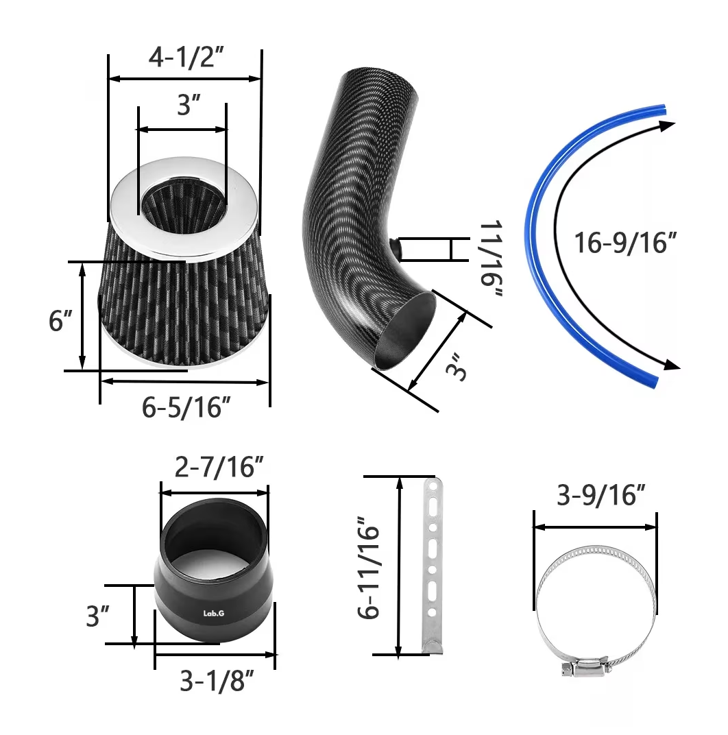 Foto 4 pulgar | Filtro Universal De Alto Flujo + Tubo De Entrada + Turbina Negro