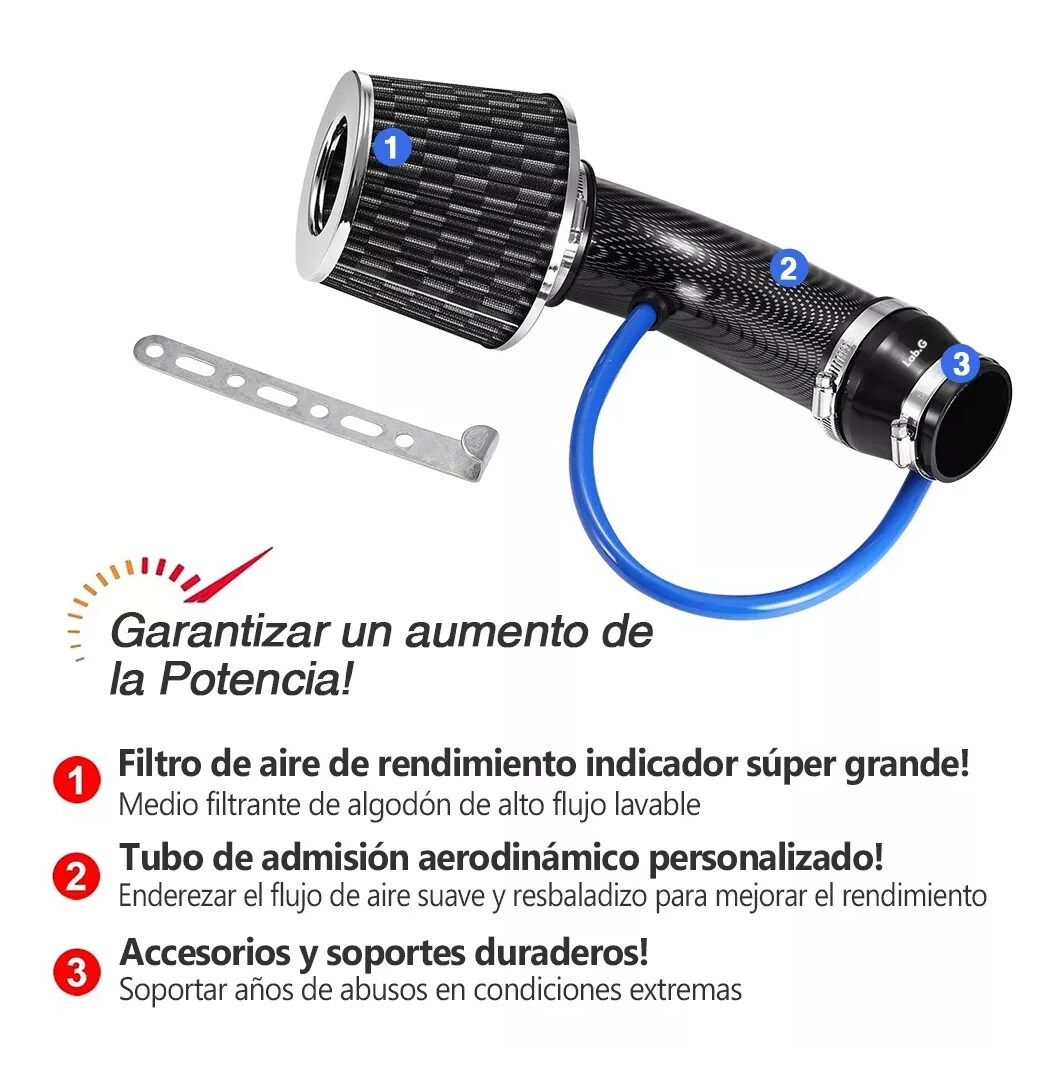 Foto 5 pulgar | Filtro Universal De Alto Flujo + Tubo De Entrada + Turbina Negro