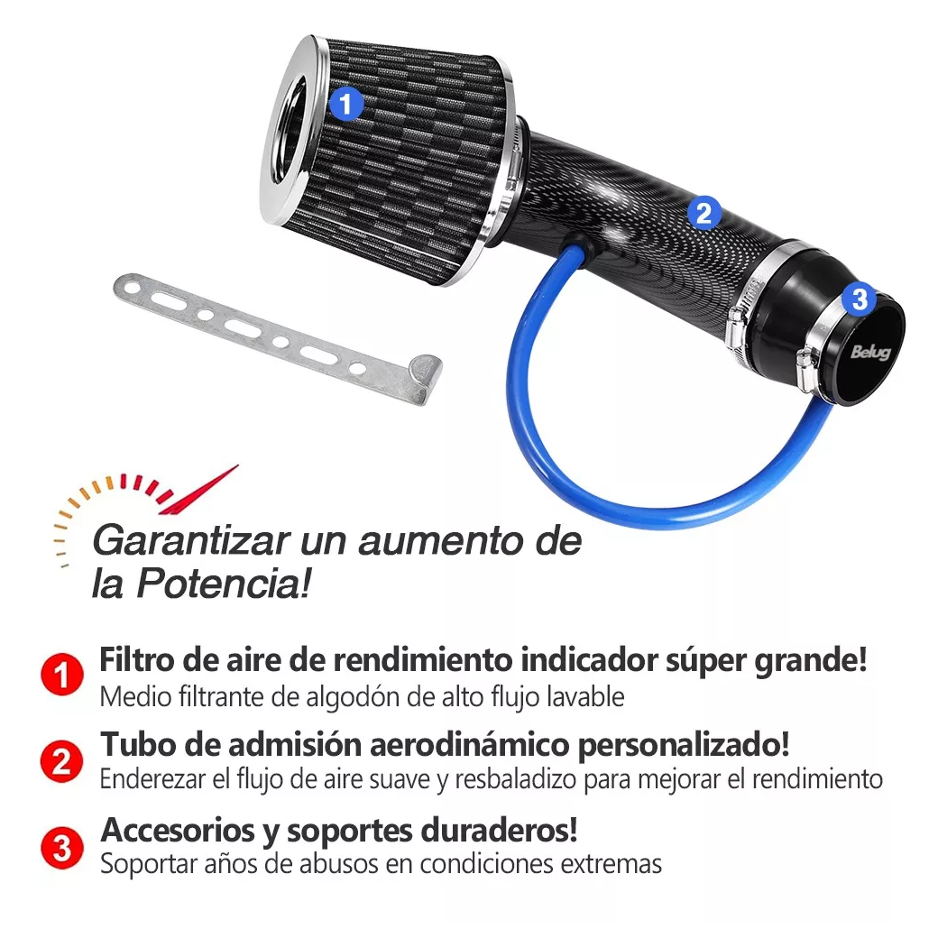 Foto 3 pulgar | Filtro Universal De Alto Flujo + Tubo De Entrada + Turbina Belug Negro