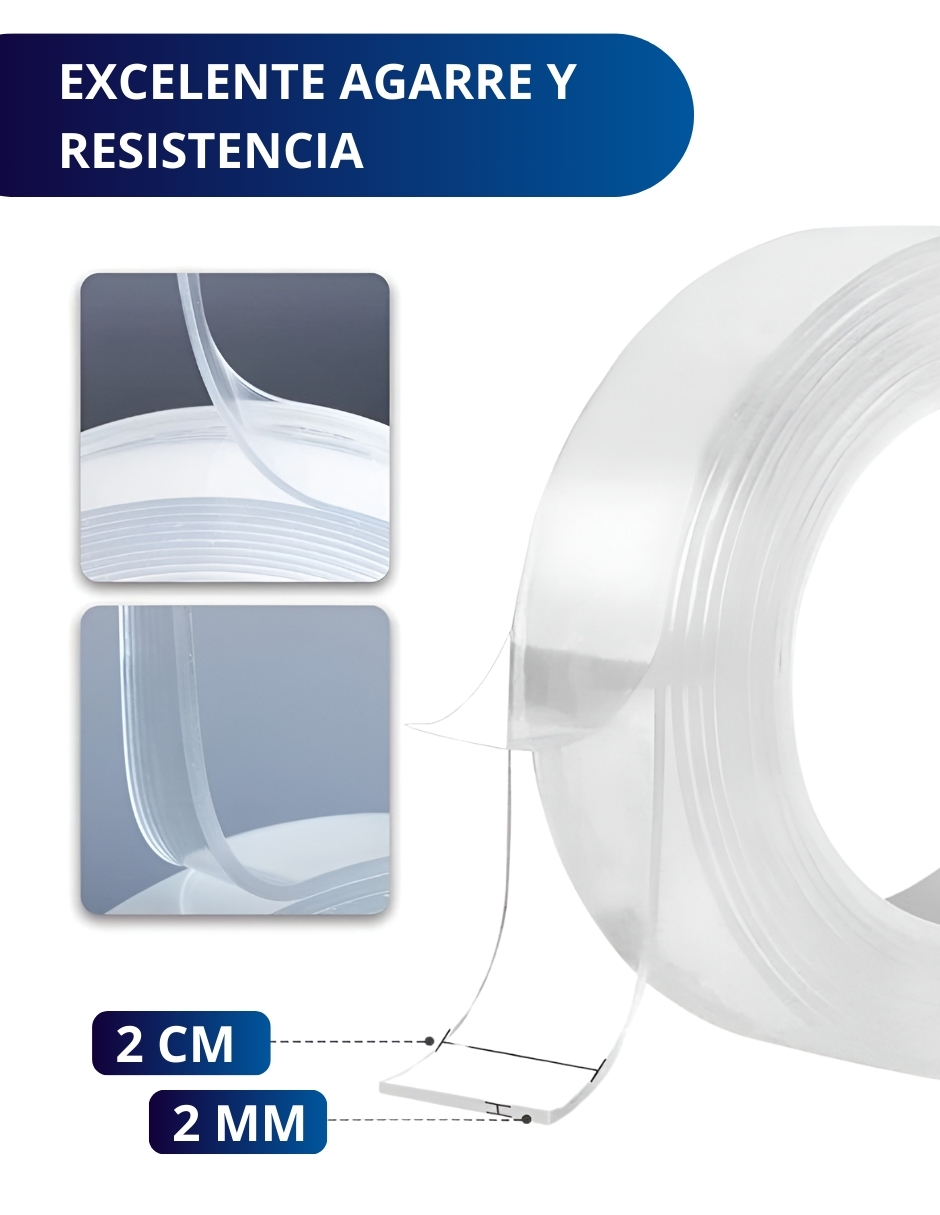 Foto 5 pulgar | Cinta Doble Cara Adhesiva Ecomlab Transparente Nano Tape 3m