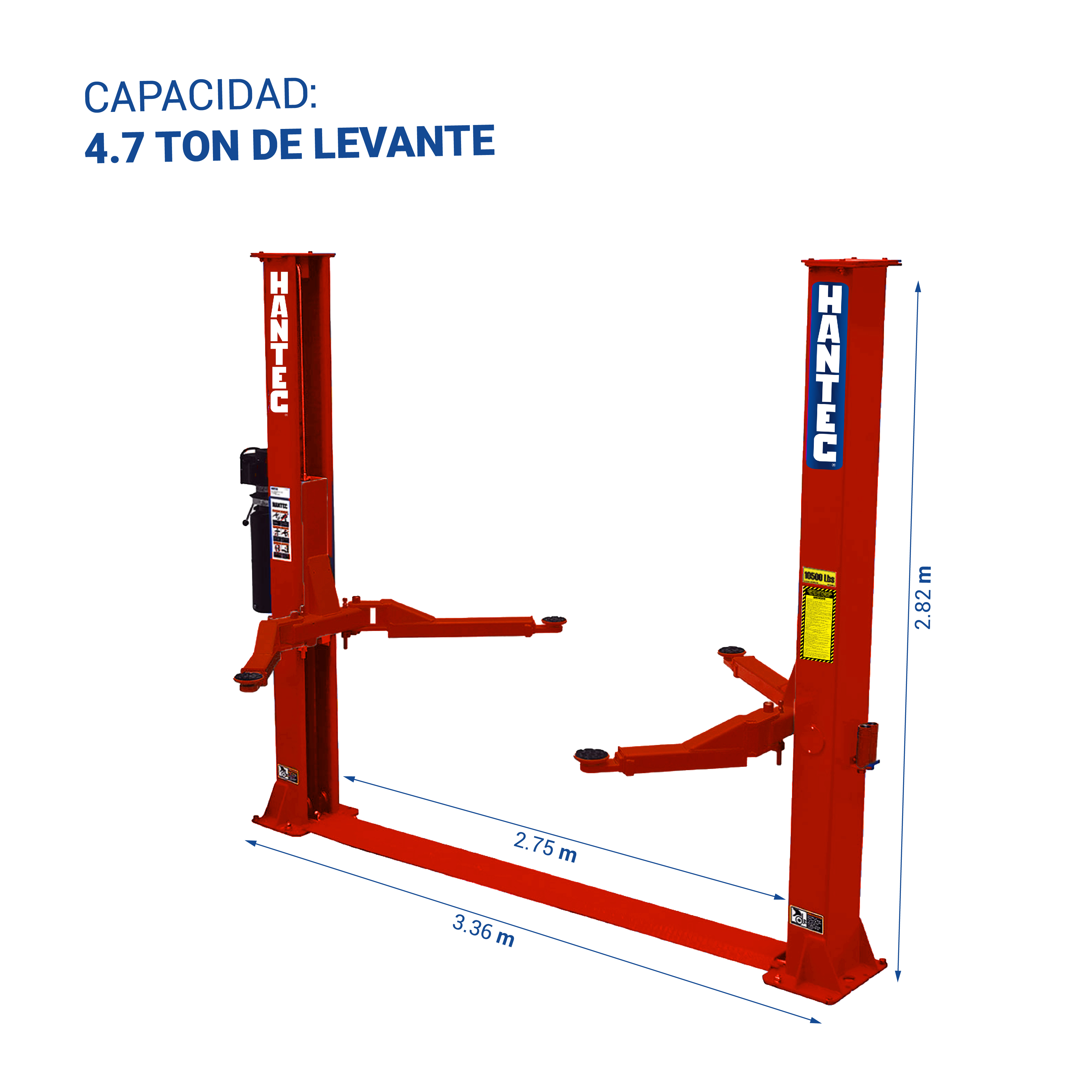Foto 3 pulgar | Rampa Automotriz Hidráulica 2 Postes Altura Libre 10,500 Lb 220v Roja