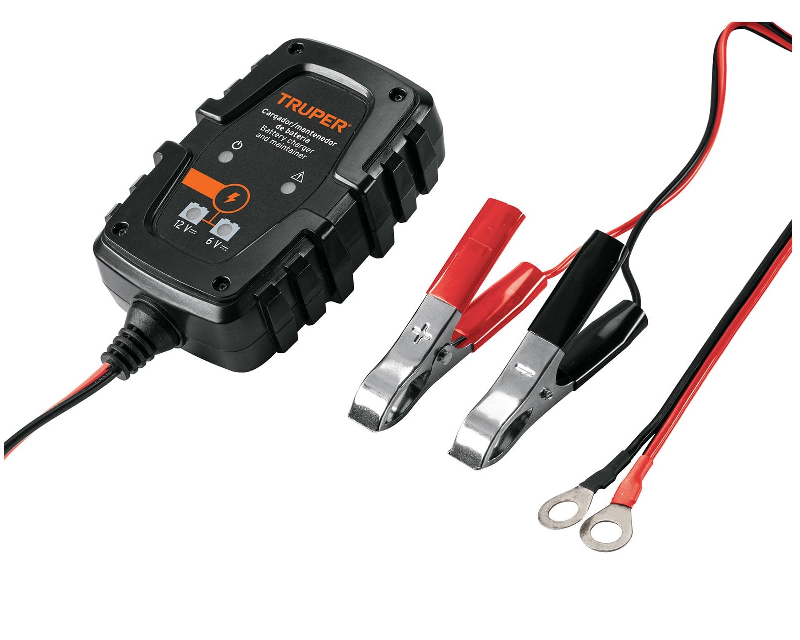 Cargador de 1 A para Baterías de 6 y 12 v Truper Carba-1 color Negro para Auto y Motos